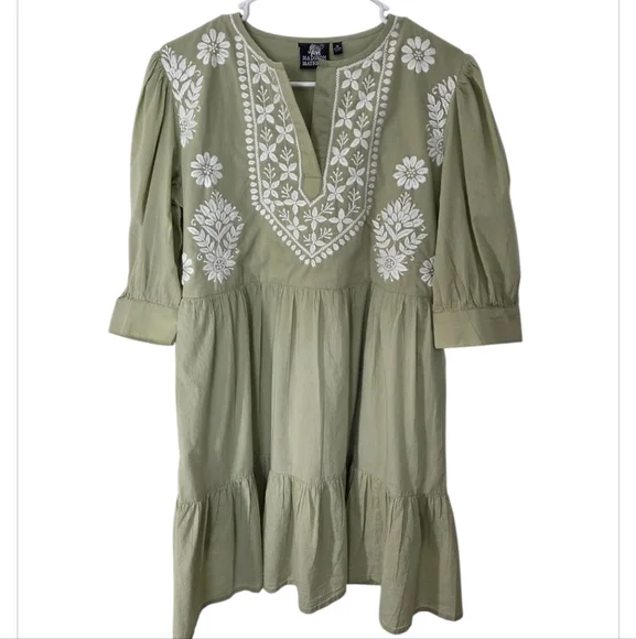 Madison Mathews | Dresses | Madison Mathews Green Embroidered Dress Size  Medium | Poshmark
